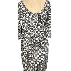 Diane Von Furstenberg Brown Beige Geometric Print Silk Dress Size 4
